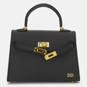 Lily & Bean Hettie Mini Bag Black Leather Crossbody tote strap no initials